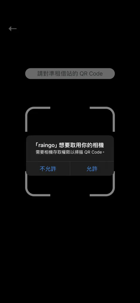 共享雨傘Raingo的APP要求相機存取。