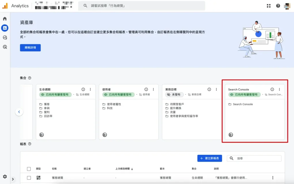 步驟十二：Search Console的「集合」卡片呈現「已向所有顧客發布」。