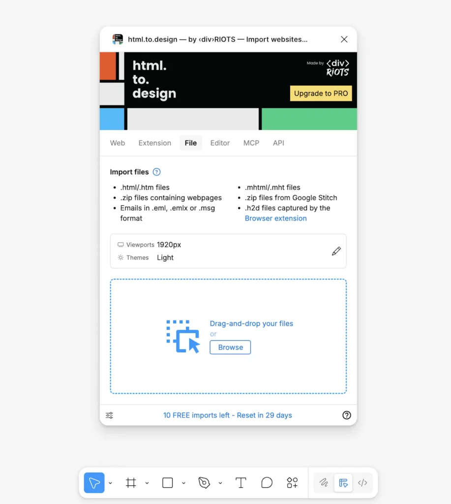 使用插件導入 HTML 文件至 Figma
