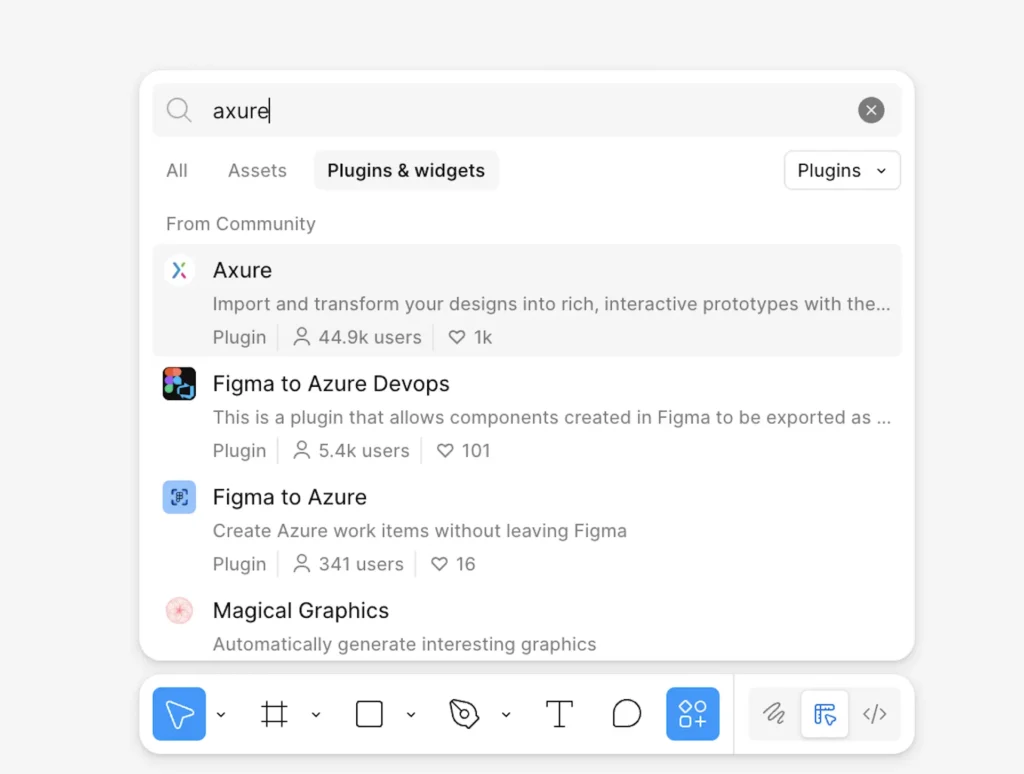 Figma 插件庫搜尋 Axure RP 官方外掛