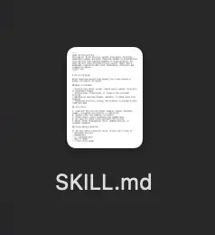 電腦桌面上的 SKILL.md 檔案預覽圖，顯示已從平台成功下載。